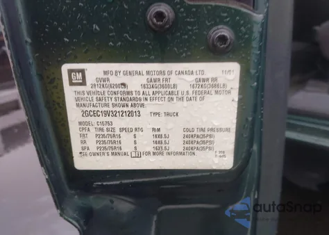 2002 Chevrolet Silverado 1500 Ls из США, поврежденный, VIN 2GCEC19V321212013